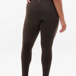 Athleta Elation Rib Tight Ultra High Rise Ankle Leggings BROWN Women's L